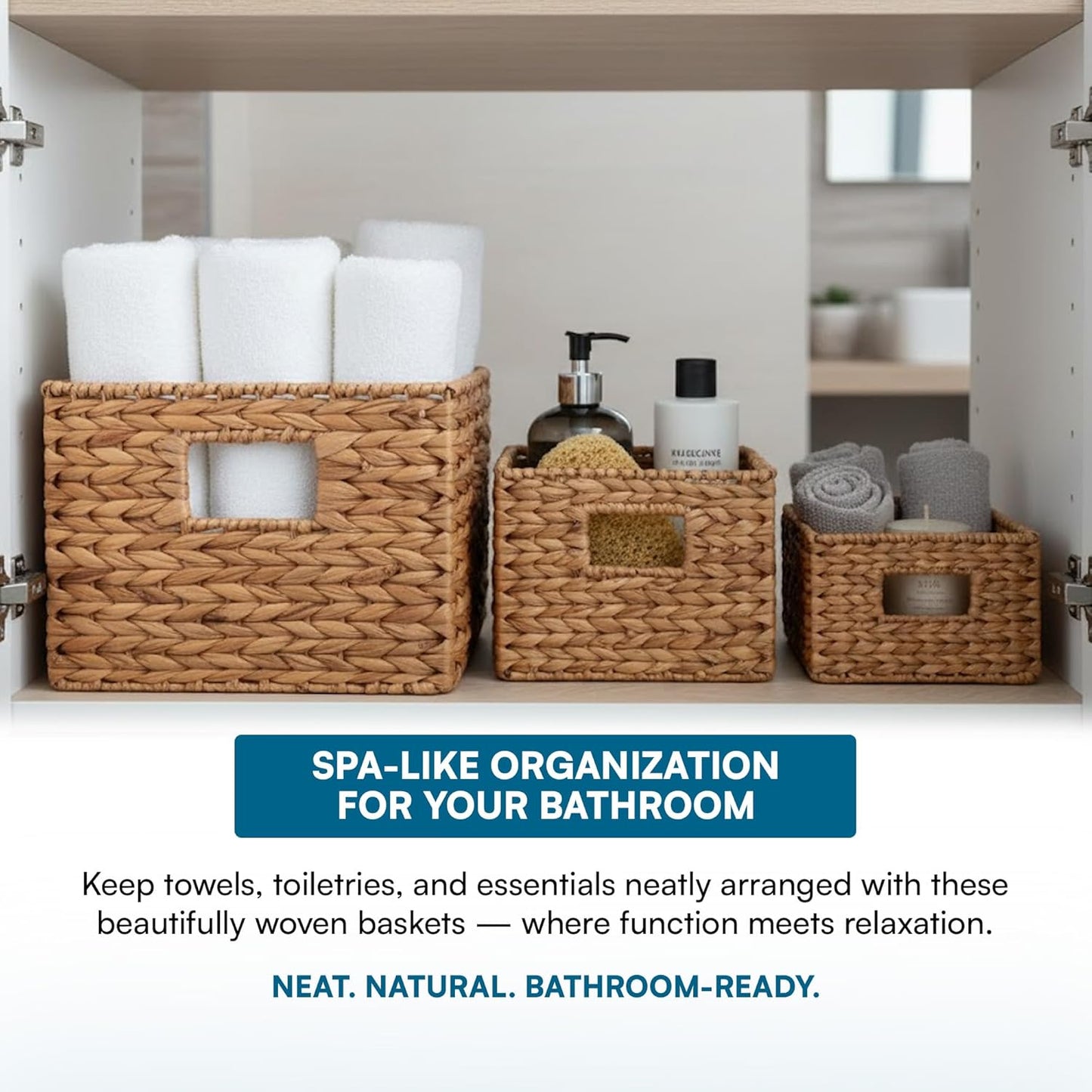 Nesting Banana Leaf Baskets Set, Multisize, 3-Pack, Natural Finish