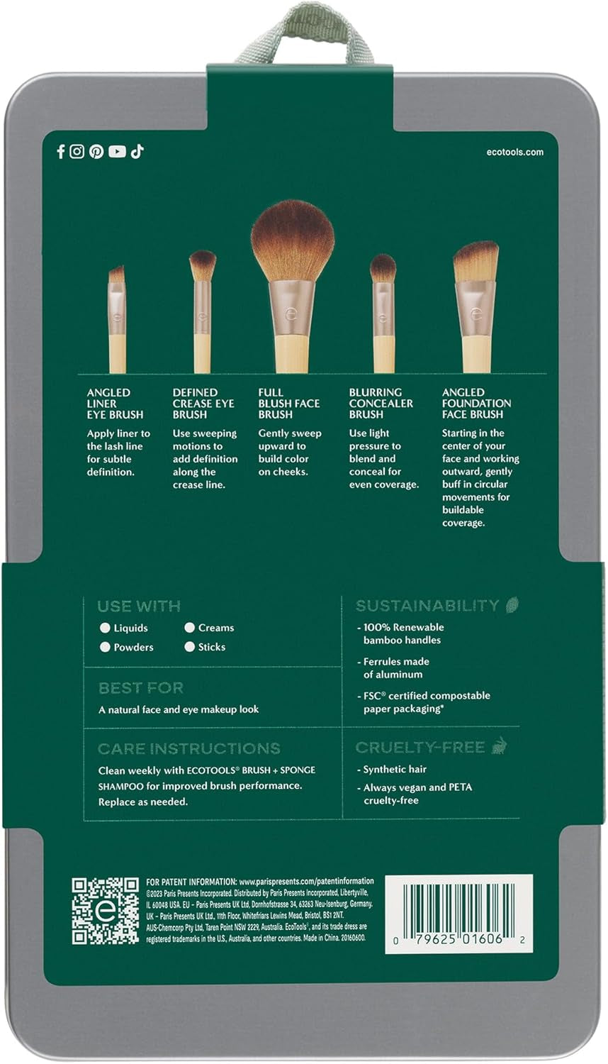6-Piece Eco-Friendly Makeup Brush Set for Flawless Application of Eyeshadow, Blush, Concealer, and Foundation - Vegan and Cruelty-Free Synthetic Hair Brushes