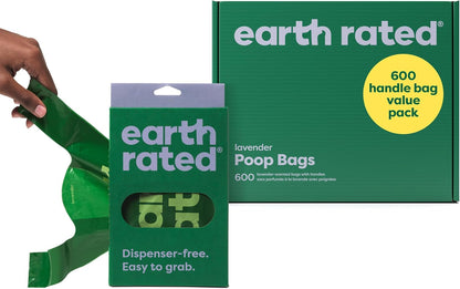 Dog Poo Bags with Handles Value Pack, Easy Tie and Guaranteed Leakproof, Lavender, 600 Handle Bags