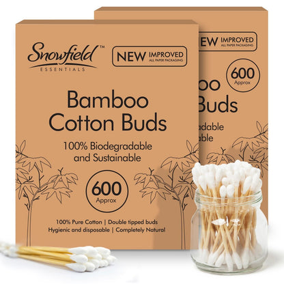 1200 Bamboo Cotton Buds Wooden ECO Friendly Makeup Ear Swabs Biodegradable Vegan