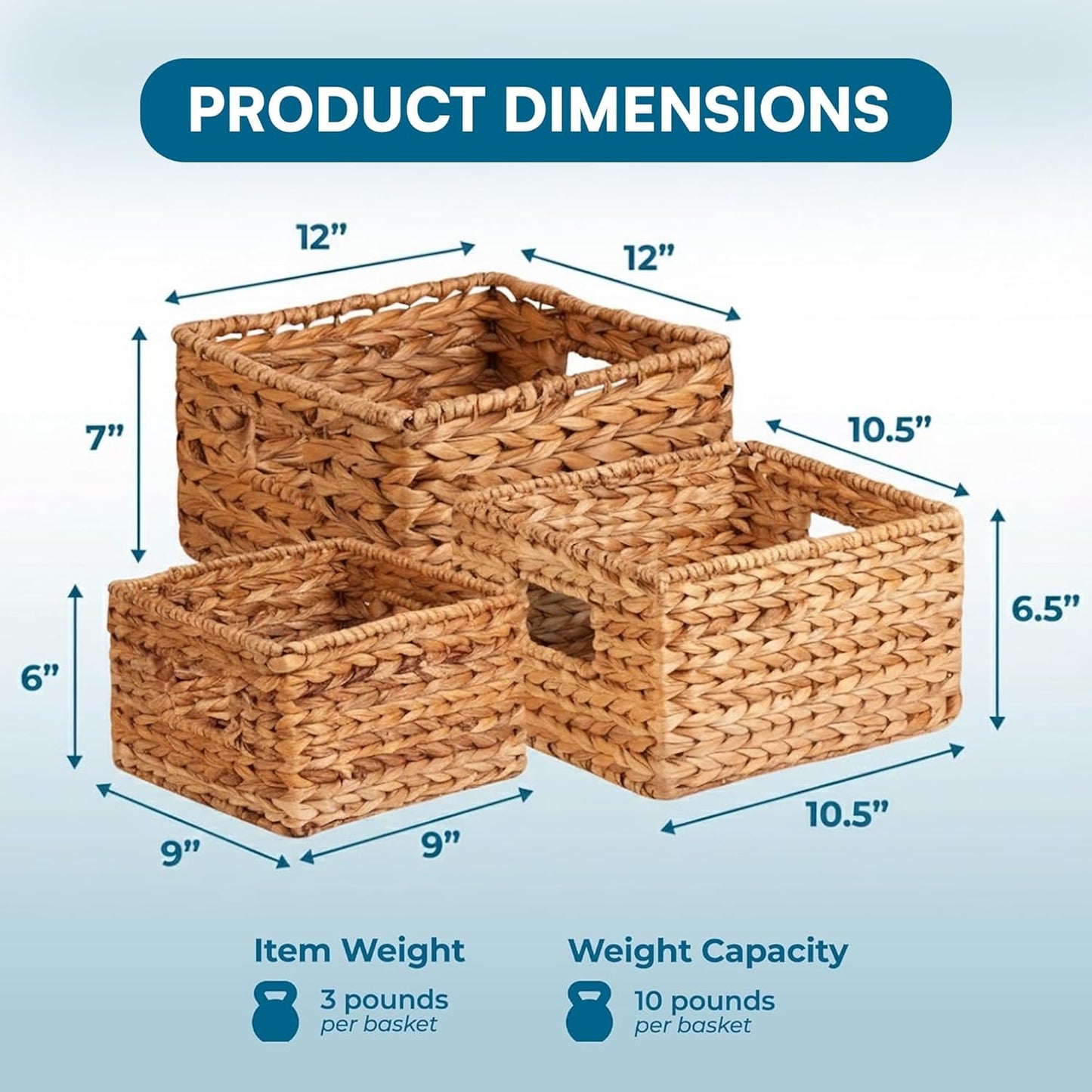 Nesting Banana Leaf Baskets Set, Multisize, 3-Pack, Natural Finish