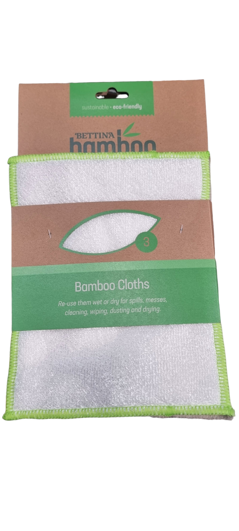 Biodegradable Large Bamboo Cloths - Set of 3, Reusable Wet & Dry Eco-Friendly, 23 cm Length