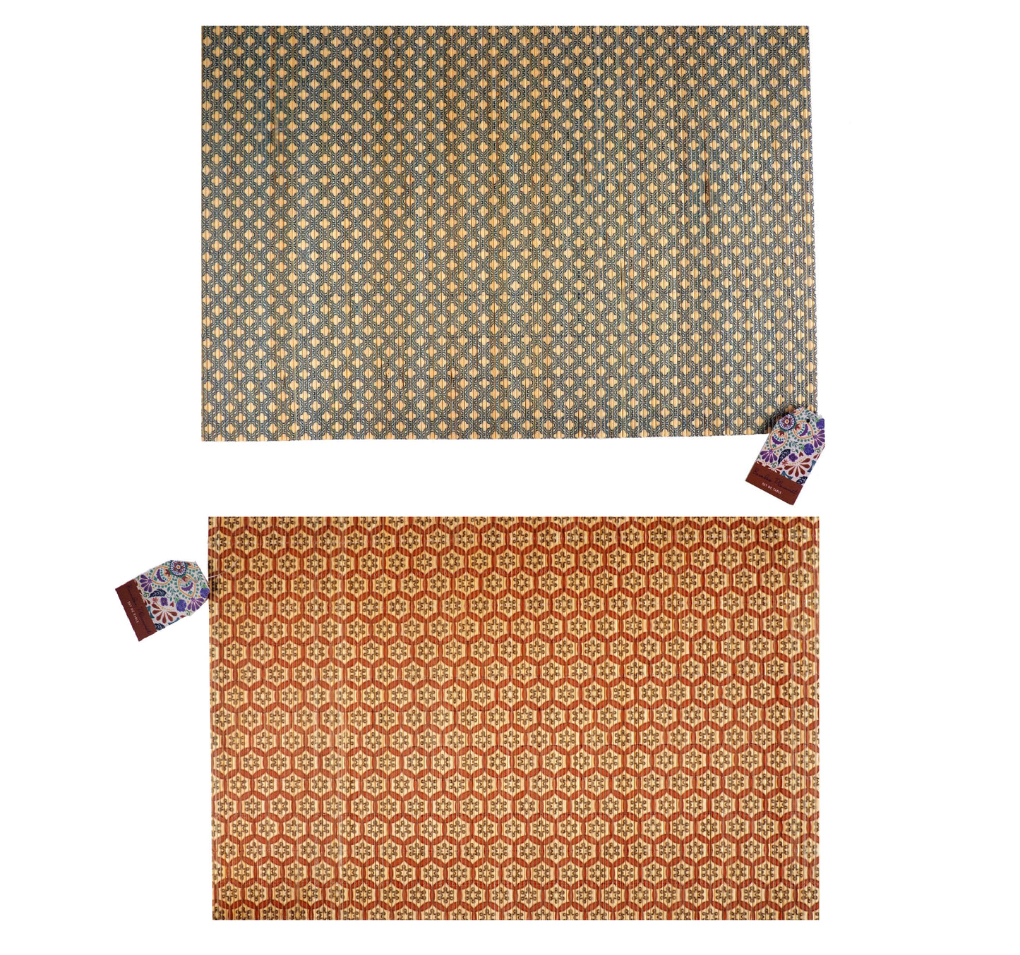 Large Eco-Friendly Bamboo Placemats - Boho Asian Slatted Wood Table Mats (45x30 cm)