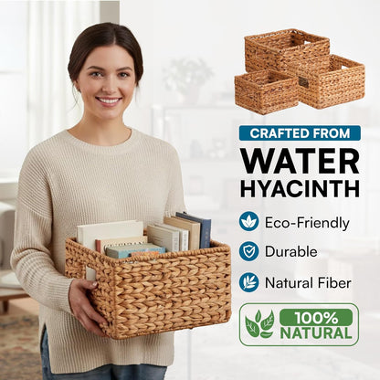 Nesting Banana Leaf Baskets Set, Multisize, 3-Pack, Natural Finish