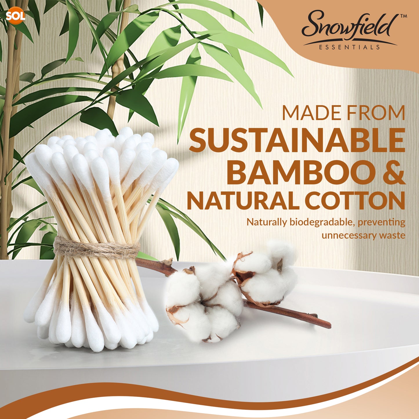 600 Biodegradable Bamboo Cotton Swabs - Eco-Friendly Wooden Makeup Ear Buds, Vegan Certified