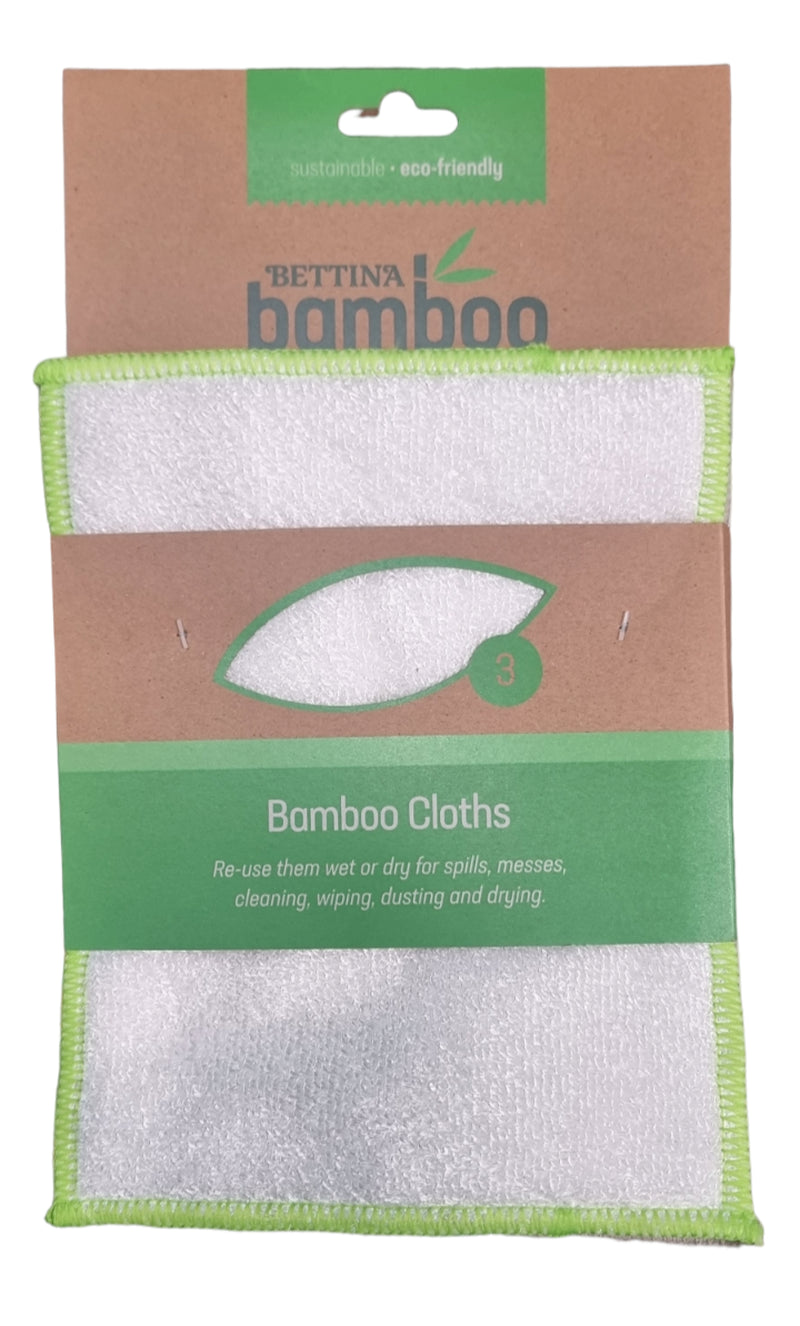 Biodegradable Large Bamboo Cloths - Set of 3, Reusable Wet & Dry Eco-Friendly, 23 cm Length