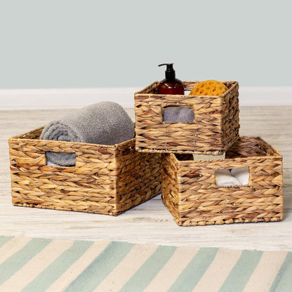 Nesting Banana Leaf Baskets Set, Multisize, 3-Pack, Natural Finish