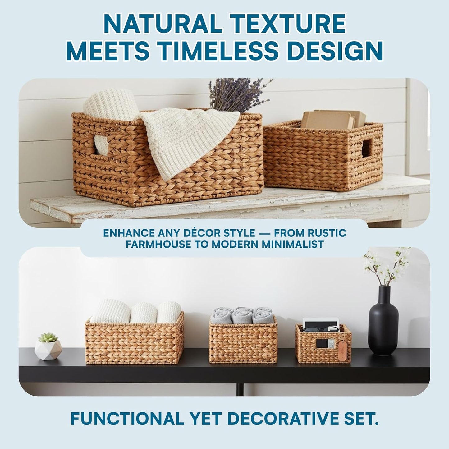 Nesting Banana Leaf Baskets Set, Multisize, 3-Pack, Natural Finish