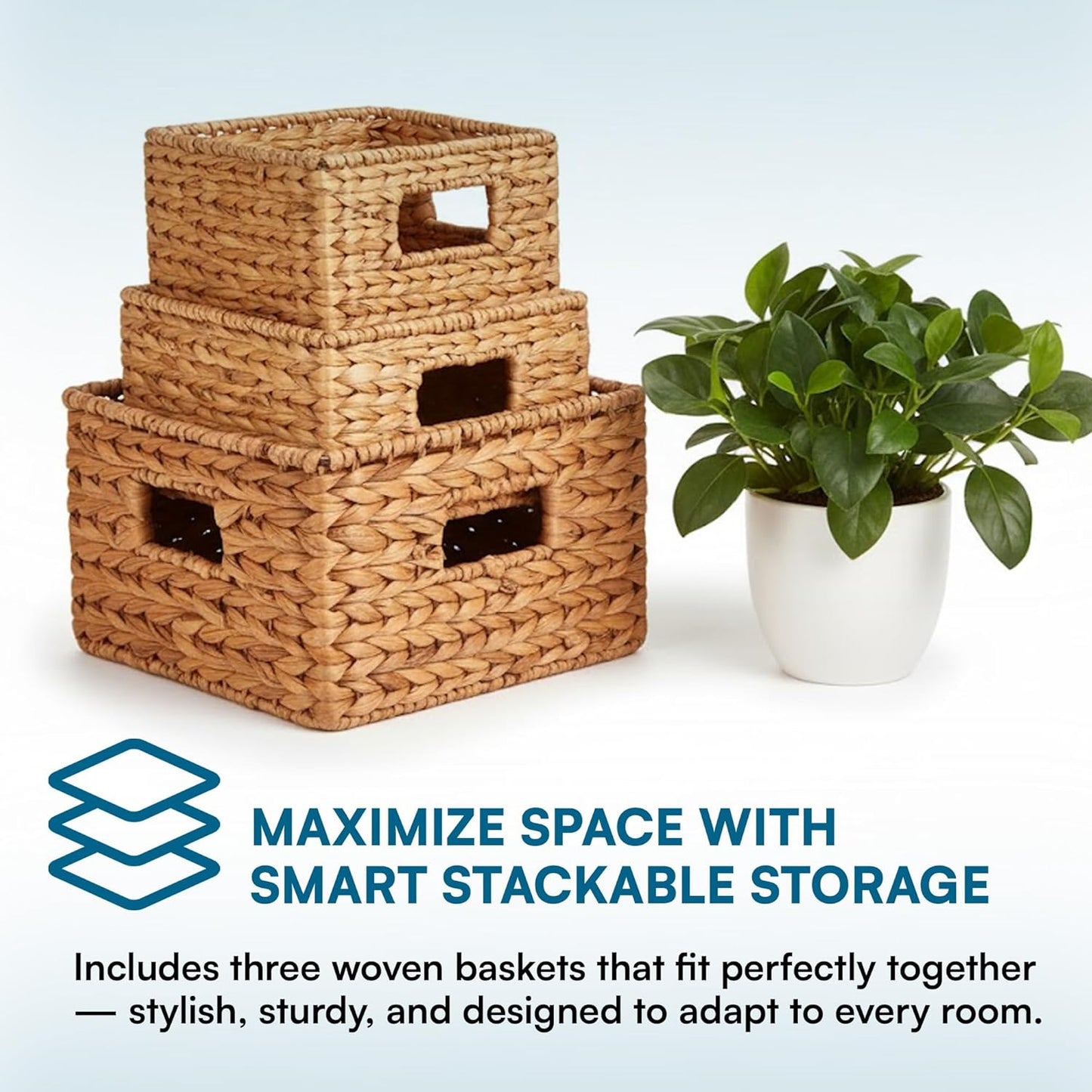 Nesting Banana Leaf Baskets Set, Multisize, 3-Pack, Natural Finish