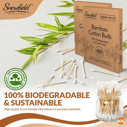 1200 Bamboo Cotton Buds Wooden ECO Friendly Makeup Ear Swabs Biodegradable Vegan