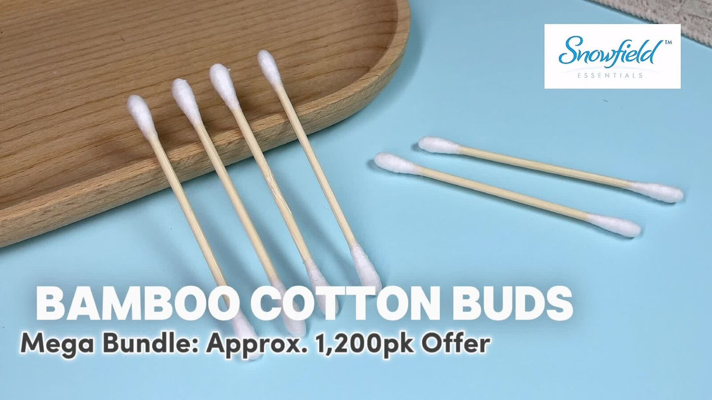 600 Biodegradable Bamboo Cotton Swabs - Eco-Friendly Wooden Makeup Ear Buds, Vegan Certified